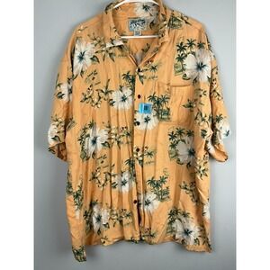 Big Dogs Hawaiian Aloha Shirt Men's XL Rayon Orange‎ Floral Palm